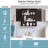 Tangkula Bathroom Cabinet Wall Mounted with Double Mirror Doors, Wood Hanging Cabinet with Doors and Shelves, Bathroom Wall Mirror Cabinet (Brown) Tangkula