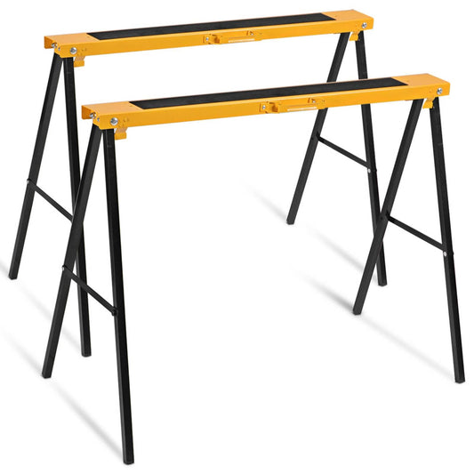 IRONMAX Saw Horses 2 Pack Folding, Heavy Duty Sawhorse w/ Non-slip Work Table Surface & 2x4 Fast Open Legs, Portable Sawhorses Bench Twin Pack for - WoodArtSupply