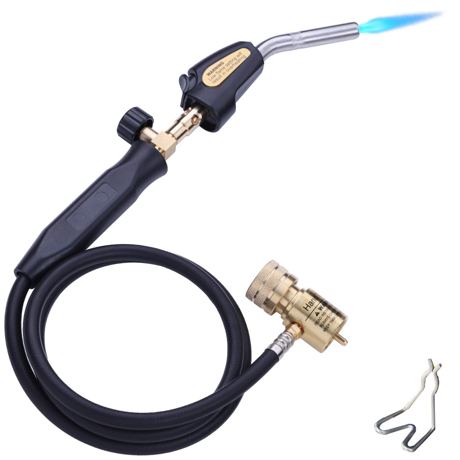 Propane Torch Hand Hose, Mapp Gas Torch,Welding Torch,Hose Length 1.5M/60"Maximum Operating Temperature 1900℃/3600℉-with Hook (Quick ignition with - WoodArtSupply