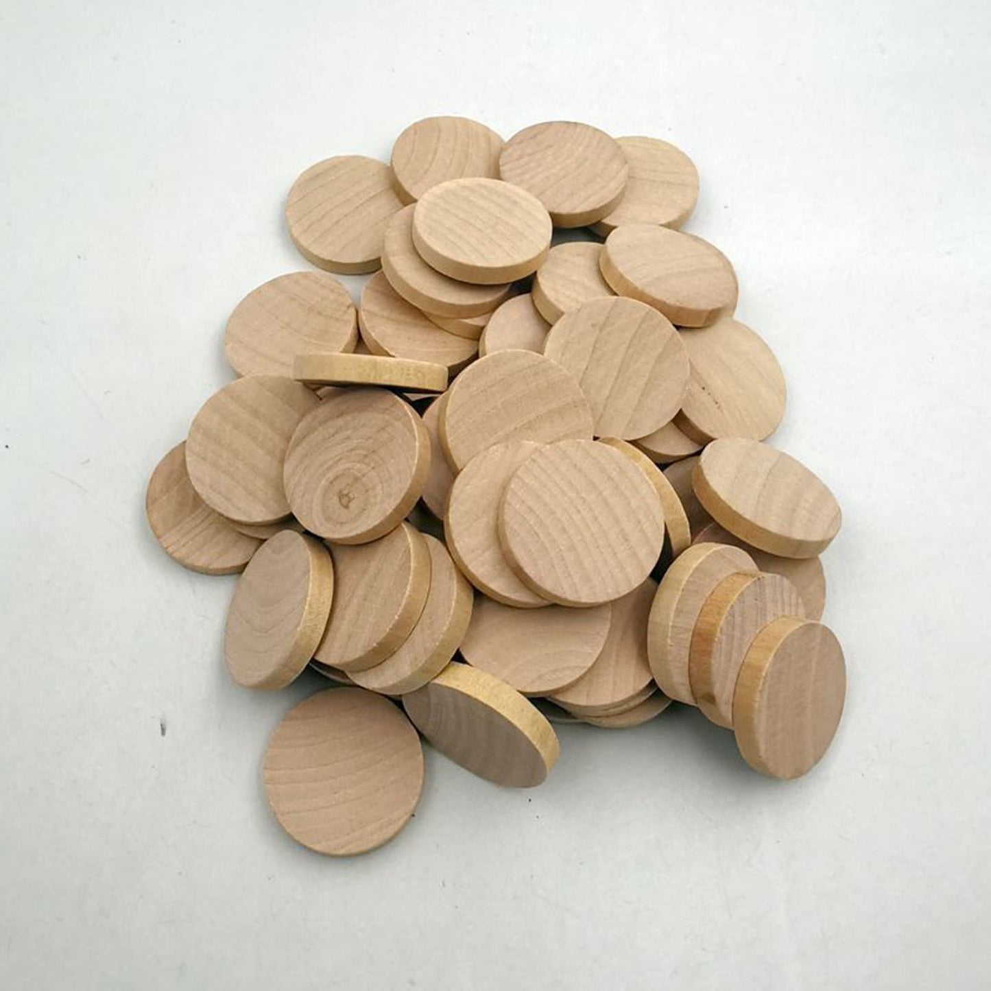 50 Pcs 1 Inch Natural Wood Slices Unfinished Round Wood Coins,Round Wooden Discs Circles,Natural Unfinished Wood Plaque for DIY Arts & Crafts