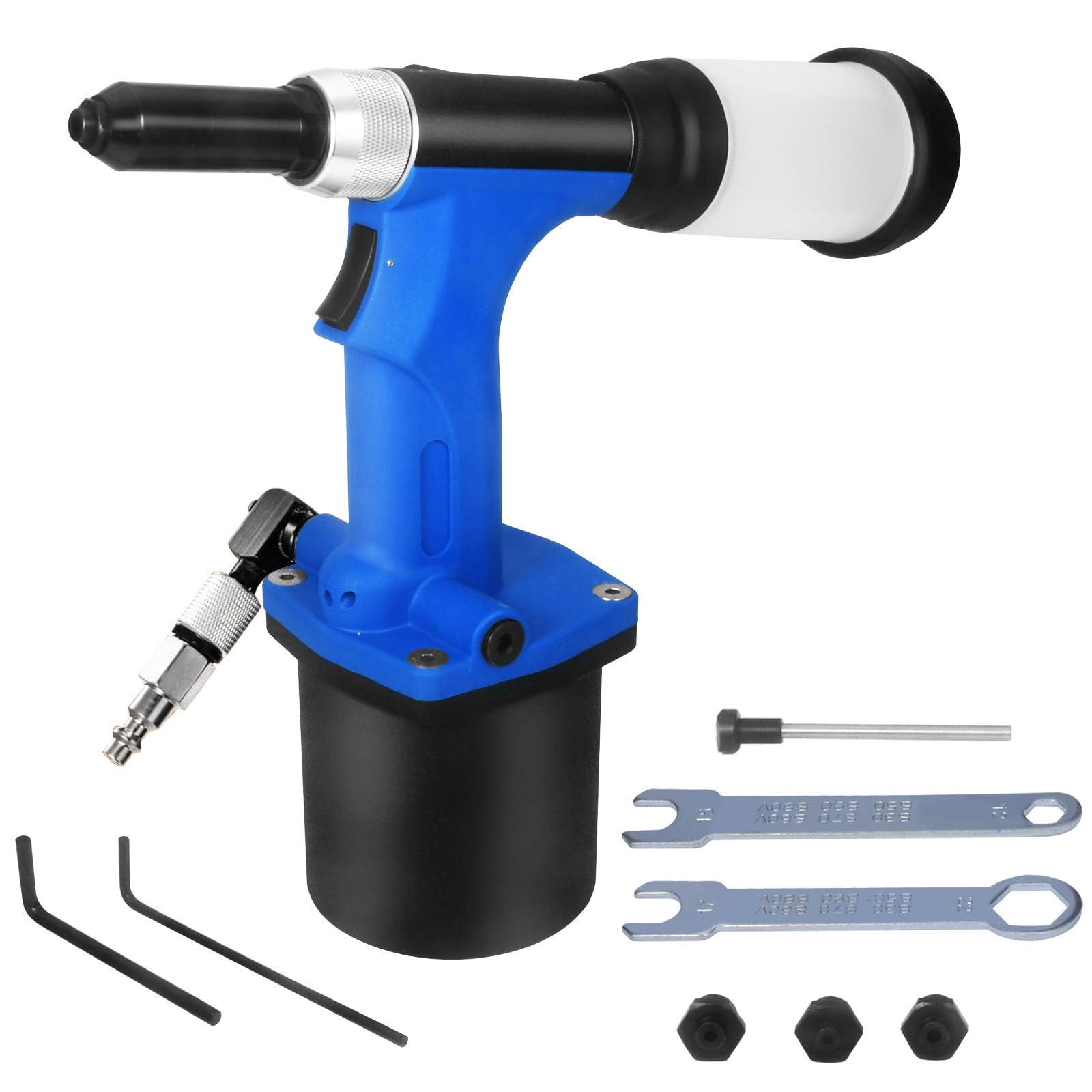 QIUMIN Pneumatic Rivet Gun, S30 Air Pop Riveting Gun Set with Nose Pieces, Hydraulic Air Riveter Tool, Self Suction - WoodArtSupply