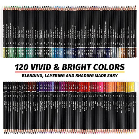 122 Colored Pencils Kit,Oil Based Soft Core, Professional Color Drawing Set with Case Sharpener,Sketching Layering Blending,Art Set & Supplies for H & B