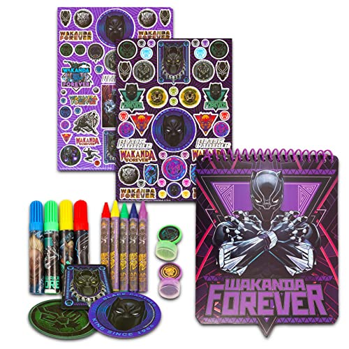 Black Panther Arts and Crafts Set for Kids - Avengers Coloring Bundle with Black Panther Coloring Utensils, Stickers, Stampers and More | Avengers - WoodArtSupply