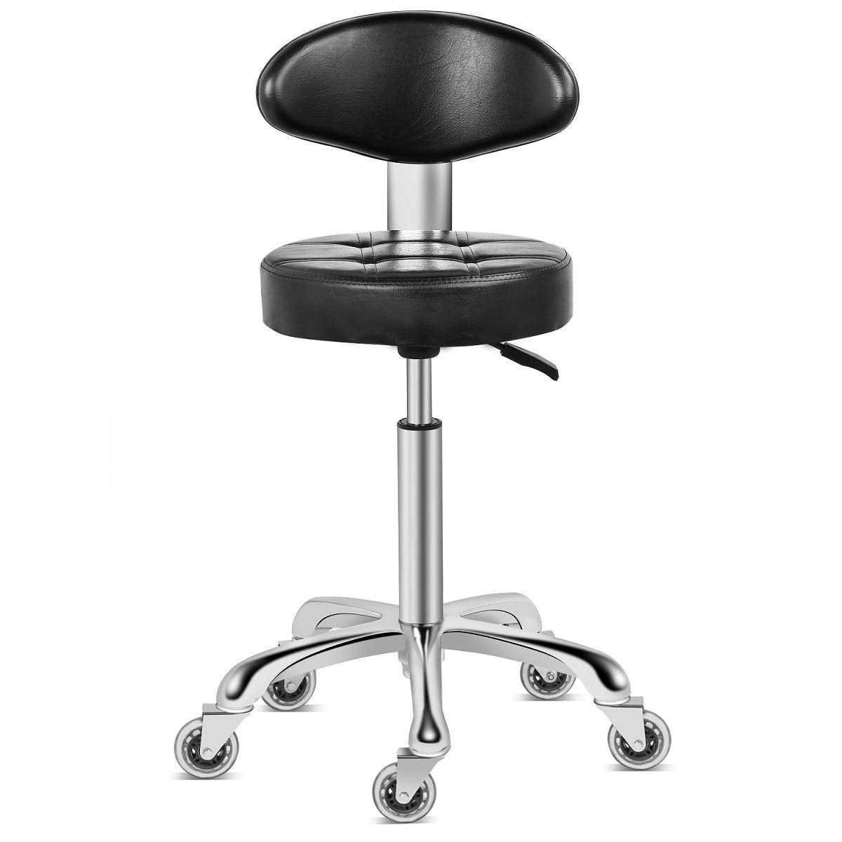 Kaleurrier Swivel Stool Chair Adjustable Height,Heavy Duty Hydraulic Rolling Metal Stool for Kitchen,Salon,Bar,Office,Massage (with Back Rest)