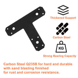 6 Pack Steel T Bracket for Wood, Black Pergola Brackets, Heavy-Duty Mending Plates for Wood, Flat Straight Steel Repair Fixing T Plate Bracket, elifeconnection