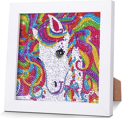 5D Diamond Painting Kits for Kids, Diamond Painting Kits Animals with Wooden Frame, Horse Diamond Painting Kits for Beginners, Girls, Adults, DIY