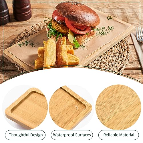 6 Pack Bamboo Serving Tray Rectangle Bamboo Wood Tea Serving Tray Rounded Edges Wooden Bathroom Counter Tray Bamboo Vanity Tray for Dresser Food