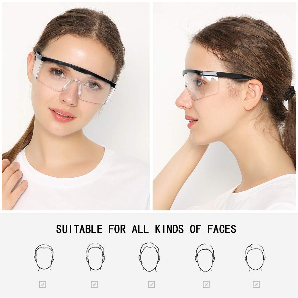 HANCHS Safety Glasses, 5Pack Adjustable Wide-Vision Protective Glasses, Lightweight Fog-Proof Safety Goggles HANCHS