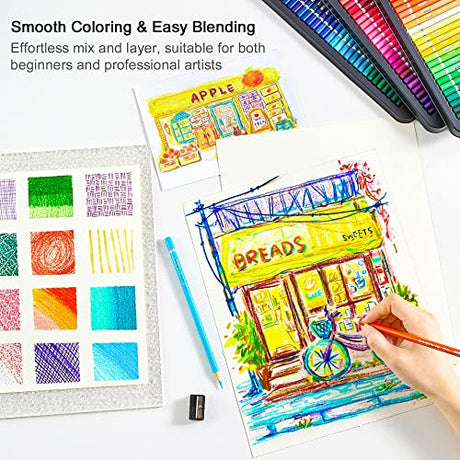 Shuttle Art 180 Colored Pencils, Soft Core Coloring Pencils Set with 4 Sharpeners, Professional Color Pencils for Artists Kids Adults Coloring Shuttle Art