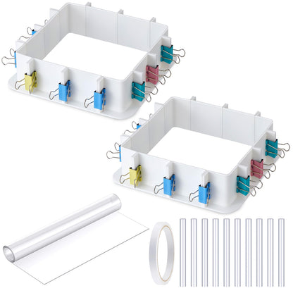 Tioncy 2 Pack Adjustable Mold Housing for Silicone Molds Making Reusable Plastic Housing Frame Silicone Mold Making Kit with Back Sheets Hot Glue - WoodArtSupply