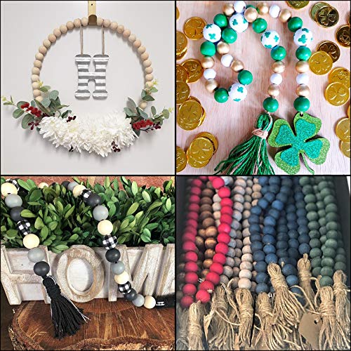 Foraineam 1000 Pieces Wood Beads Unfinished Natural Wooden Loose Beads Round Spacer Beads for Craft Making (6mm, 8mm, 10mm, 12mm, 14mm, 16mm, 20mm) Foraineam