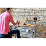 Safco Split-Level Drafting Table Height Adjustable Sit-to-Stand, 29.5" to 37.5", Medium Oak Safco