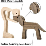 FHDTW Handmade Wooden Dog Unique Gift for Dog Lover, Wooden Man and Dog Carving Statue, Wood Dog Sculpture Home Office Tabletop Figurine Carved Wood FHTDW