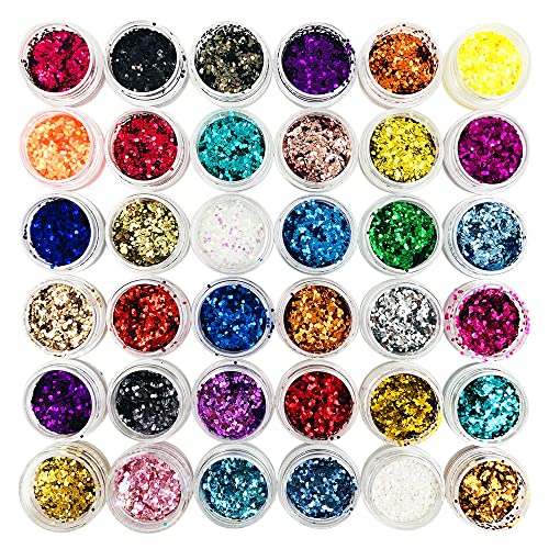 DaKuan 36 Colors Craft Glitter for Epoxy Resin, Resin Decoration Art Kit with Resin, DIY Decorations Dye Pigment, Gold Foil Flakes, Nail Art - WoodArtSupply