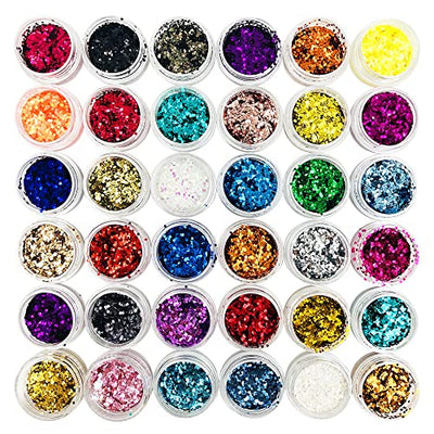 DaKuan 36 Colors Craft Glitter for Epoxy Resin, Resin Decoration Art Kit with Resin, DIY Decorations Dye Pigment, Gold Foil Flakes, Nail Art
