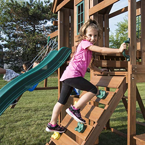 Swing-N-Slide WS 8348 Tioga Fort Swing Set, Wood - WoodArtSupply