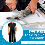 LRUUIDDE Waterproof Rubber Vinyl Apron Black - 43" Light Duty Aprons - Stay Dry - Industrial Chemical Resistant Plastic, Long Black Bib Apron for LRUUIDDE