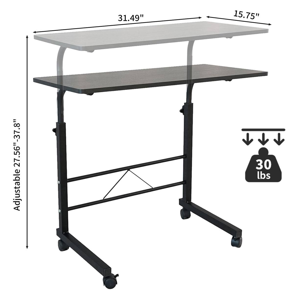 Karl home Side Table Mobile Standing Computer Desk Adjustable Height Portable Laptop Table, TV Tray Computer Workstation Sofa Bed Table for Home Karl home