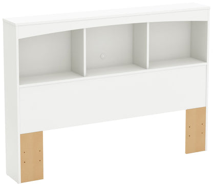 South Shore Step One Bookcase Headboard, Full, Pure White - WoodArtSupply