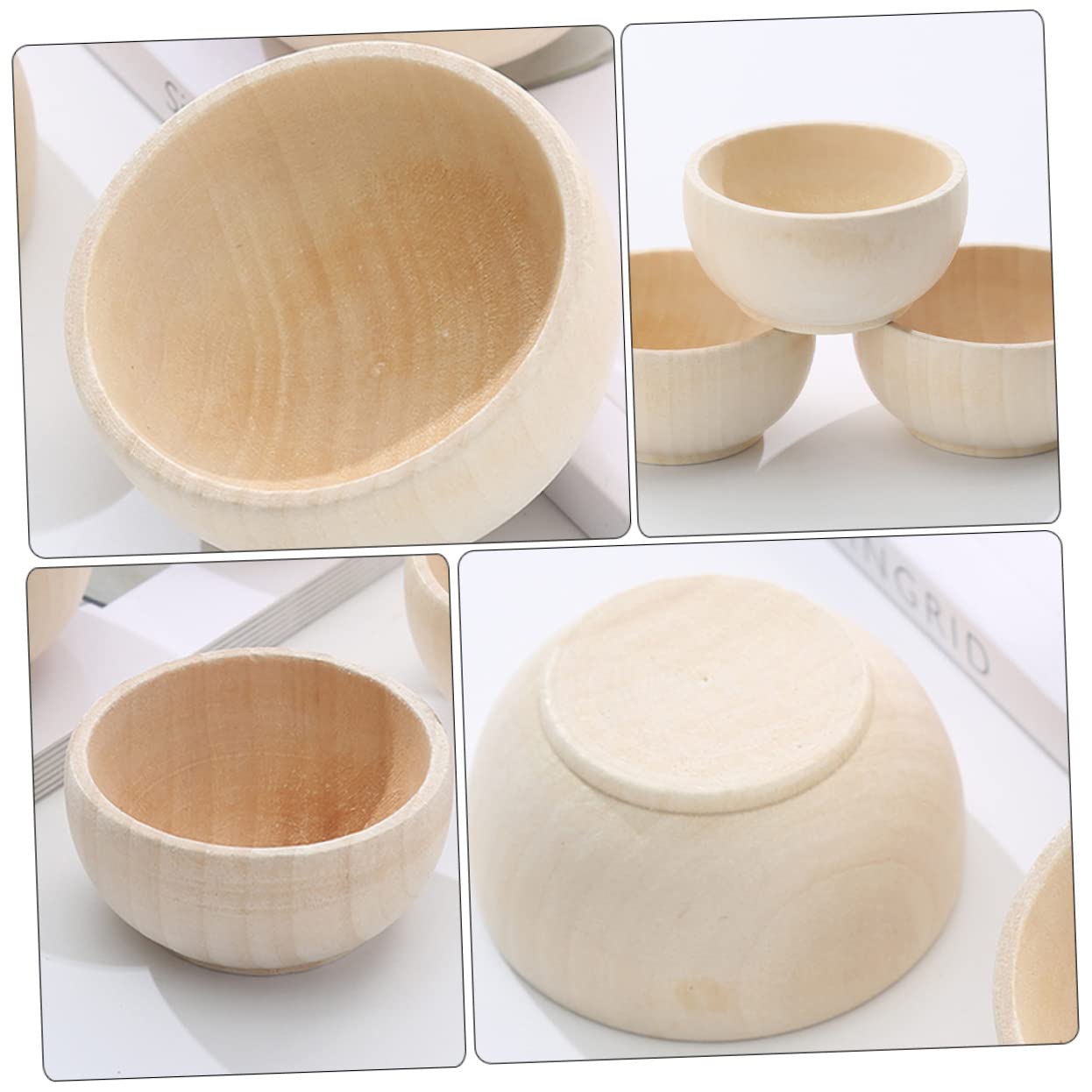 Abaodam 12 pcs small wooden bowl wooden crafts wooden cutlery dinnerware small wood bowls unfinished wood bowls wood bowl Delicate Wood Simulated