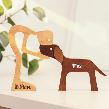 Pawfect House Wooden Sculpture, Dog Statues Home Decor, Statue Home Decorations, Wooden Decor, Table Decor Wooden Pet Carvings, Dog Memory Gifts, Pawfect House