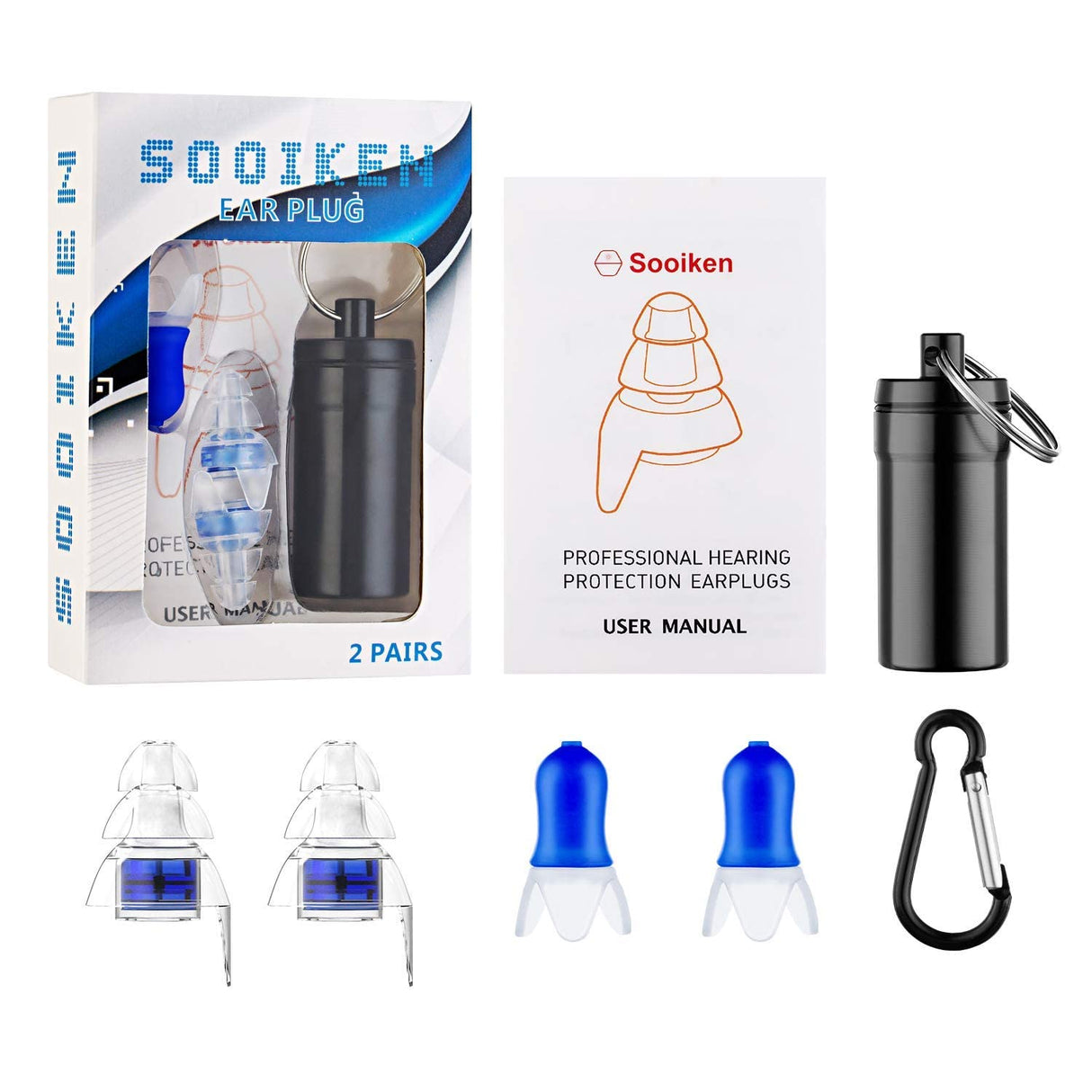 SureFire EP4 Sonic Defenders Plus filtered Earplugs, triple flanged design, reusable, Black, Medium SureFire