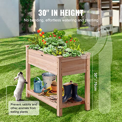 VEVOR Raised Garden Bed 34x18x30in with Sturdy Legs, High End Natural Fir Wood Planter Box Elevated Planting Stand for Backyard/Garden/Patio/Balcony