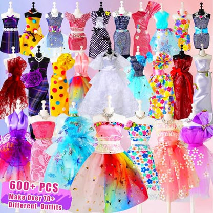 Jumlys 600+PCS Fashion Designer Kits for Girls Ages 6, 7, 8, 9, 10, 11, 12, Sewing Kits with 4 Mannequins for Kids Ages 6-8, 8-12, DIY Arts and - WoodArtSupply