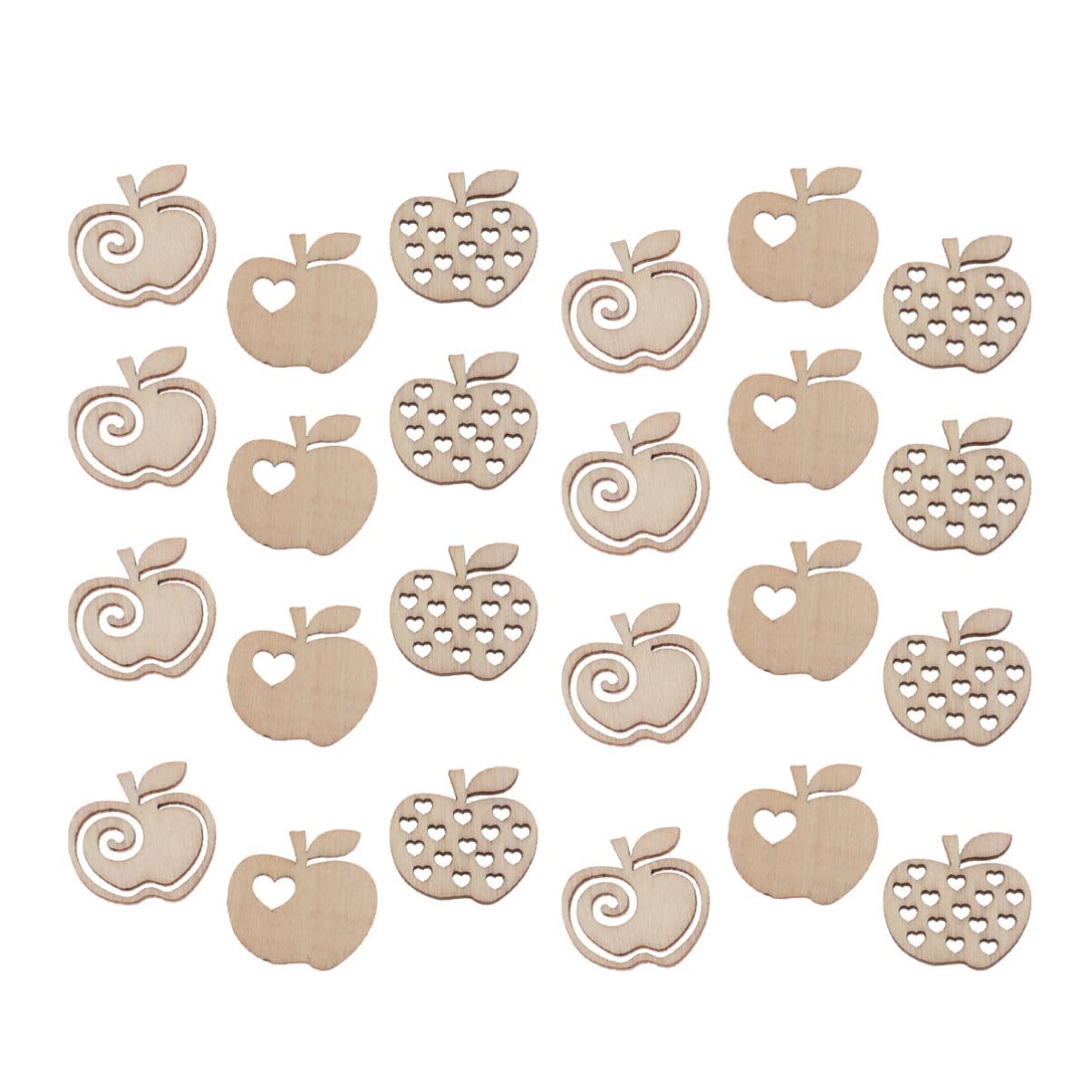Amosfun 100pcs Wooden Apple Cutout Unfinished Mini Wood Apple Pieces Slice Centerpiece Embellishment for Xmas Wedding Birthday Table Decor DIY Craft Amosfun