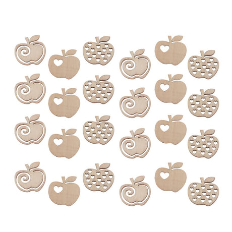 Amosfun 100pcs Wooden Apple Cutout Unfinished Mini Wood Apple Pieces Slice Centerpiece Embellishment for Xmas Wedding Birthday Table Decor DIY Craft Amosfun