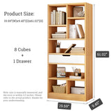 IOTXY Scandinavian Wooden Open Shelf Bookcase with 8 Cubes and Drawer – 61-Inch Freestanding Storage Cabinet IOTXY