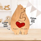 Personalized Wooden Bears Family Puzzle Gifts with Name Customizable Wooden Puzzle with 1-8 Name Decorative Piece for Home Decor and Birthday Gifts VEELU