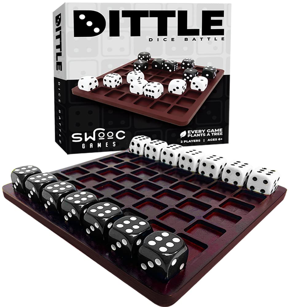 Dittle - Dice Battle | Ages 6+ | Unique Wooden Coffee Table Games for Adults and Family | Best Board Games for Kids 2 Player | Bar Games for Adults SWOOC
