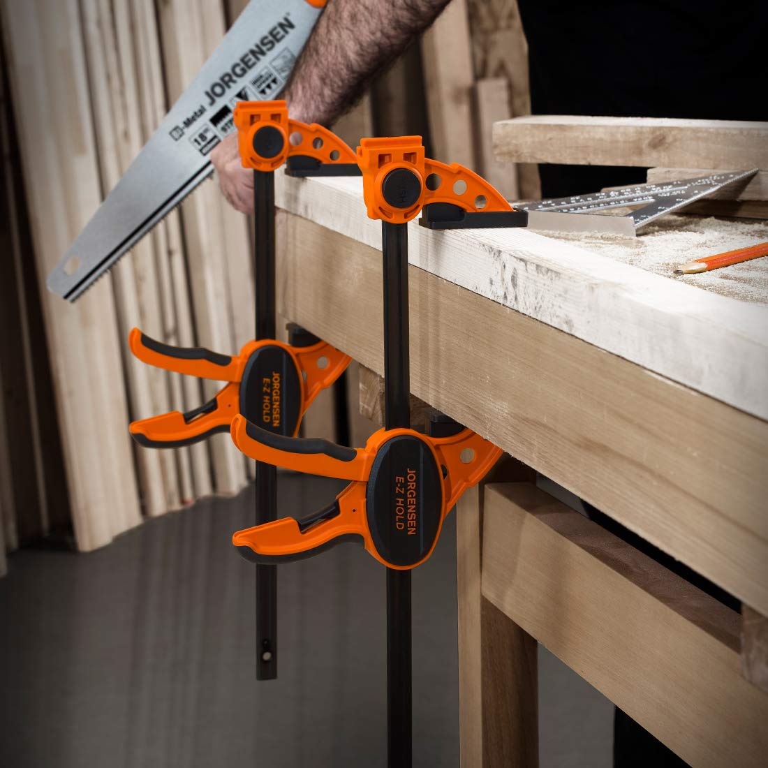 Jorgensen 24" One Hand Clamp/Spreader - 2-pack, Medium Duty, E-Z Hold Bar Clamps Set Jorgensen