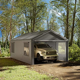 Gardesol Carport, 12'x20' Extra Large Heavy Duty Carport with Roll-up Ventilated Windows, Portable Garage with Removable Sidewalls & Doors for Car, Gardesol