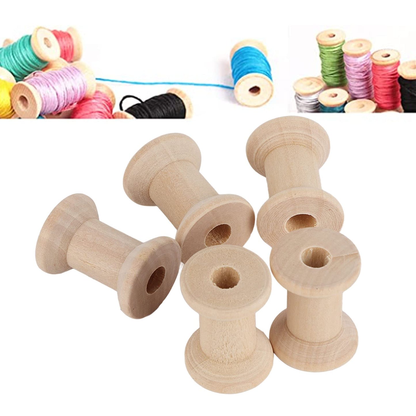 50PCS Hourglass Wooden Spools, Wooden Spools for Crafts, Unfinished Empty Thread Spool, Wooden Ribbon Spools Empty Wooden Thread Spools for Arts and - WoodArtSupply