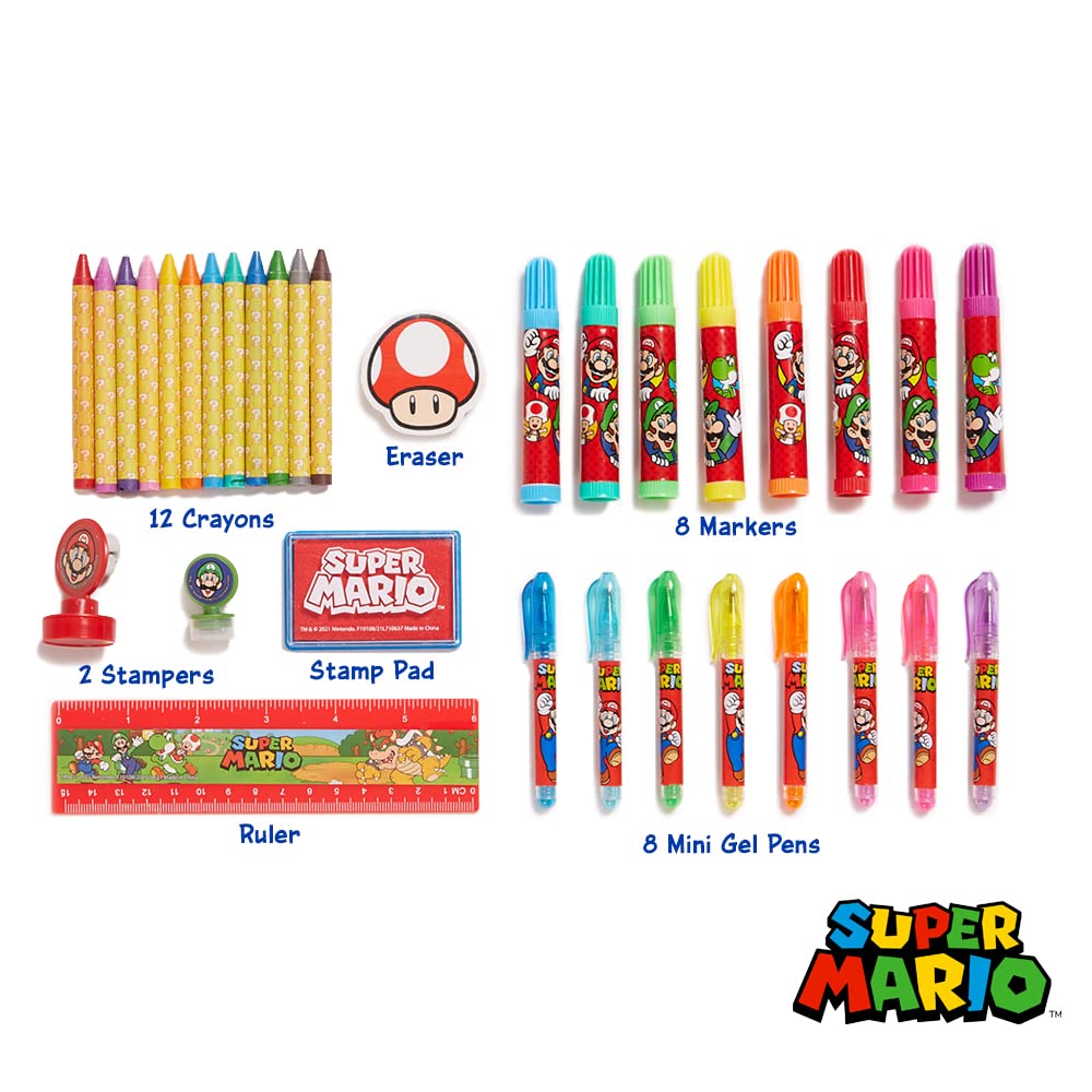 Innovative Designs Mario Brothers Super Mario Deluxe Activity Set with Carrying Tin, Coloring Sheets, Tattoos, Stickers, & Art Supplies Innovative Designs