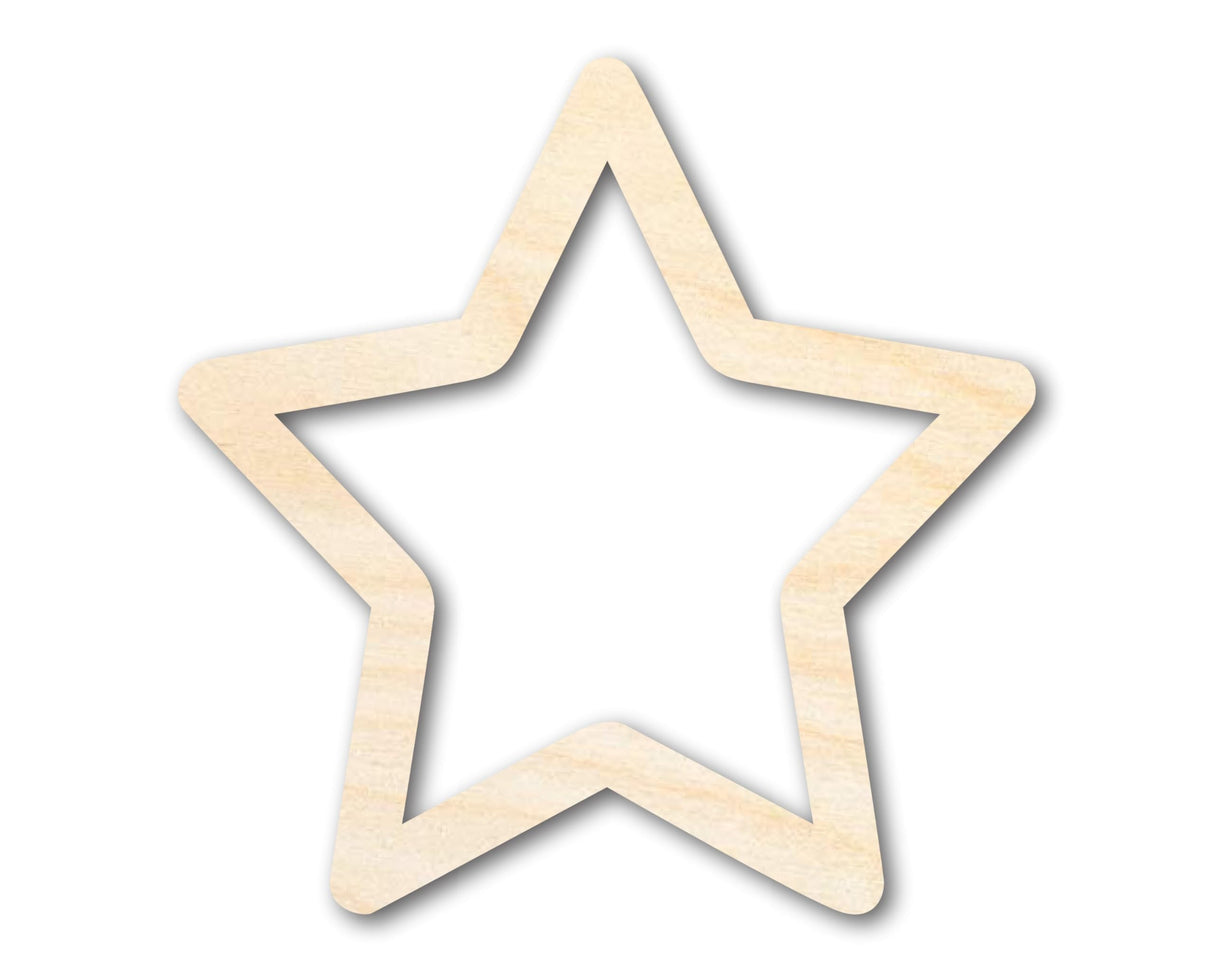 Unfinished Wood Star Outline Shape - Craft - up to 36" DIY 4" / 1/4" 24 Hour Crafts