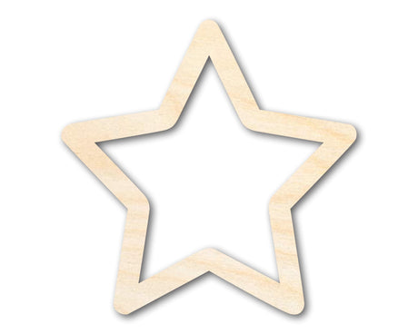 Unfinished Wood Star Outline Shape - Craft - up to 36" DIY 4" / 1/4" 24 Hour Crafts