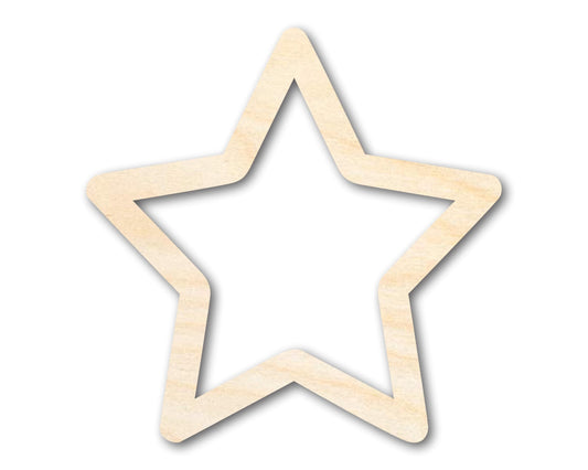 Unfinished Wood Star Outline Shape - Craft - up to 36" DIY 4" / 1/4"