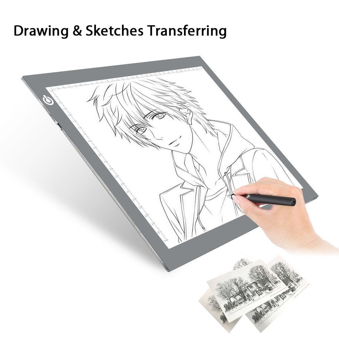 LitEnergy Portable A4 LED Copy Board Light Tracing Box, Silver Ultra-Thin Adjustable USB Power Artcraft LED Trace Light Pad for Tattoo Drawing, LitEnergy