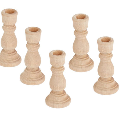 Unfinished Natural Wood Candle Sticks Set by Factory Direct Craft - Set of 12 Wooden Candle Holders for DIY Crafts and Decorating Made in USA (Sizes