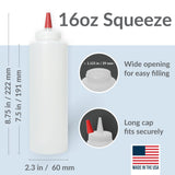 Pinnacle Mercantile Plastic Squeeze Condiment Bottles with Red Tip Cap 16-ounce Set of 6 Wide Mouth Pinnacle Mercantile