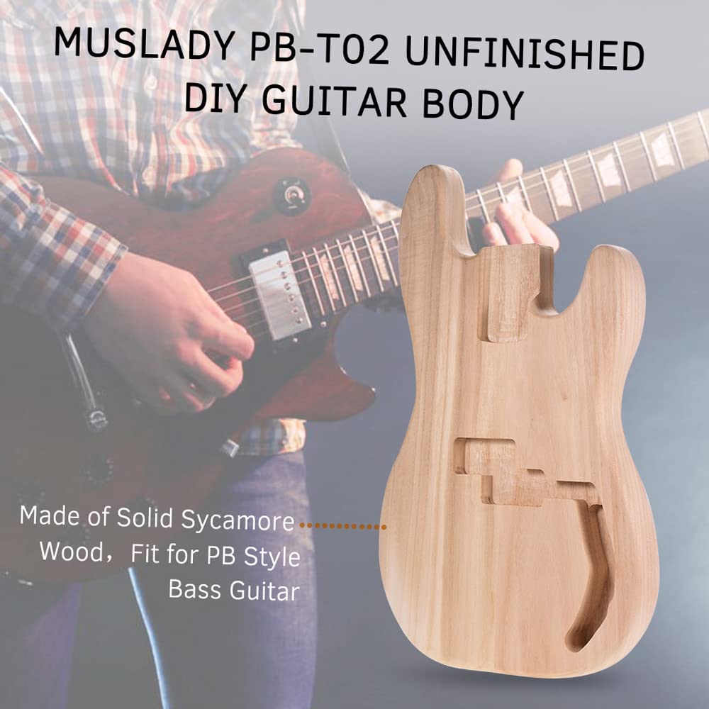 JINGFENG PB-T02 Unfinished Electric Guitar Body Sycamore Wood Blank Guitar Barrel for PB Style Bass Guitars DIY Parts - WoodArtSupply