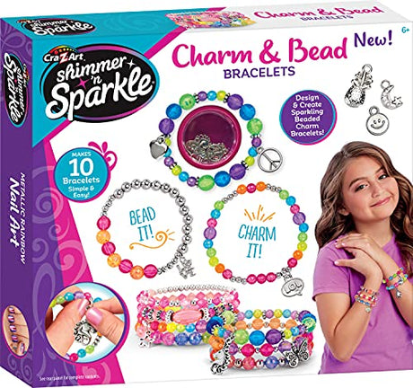 Shimmer 'n Sparkle Charm & Bead Bracelet Maker by CRA-Z-Art – DIY Beaded Charm Friendship Bracelet Making Kit Cra-Z-Art