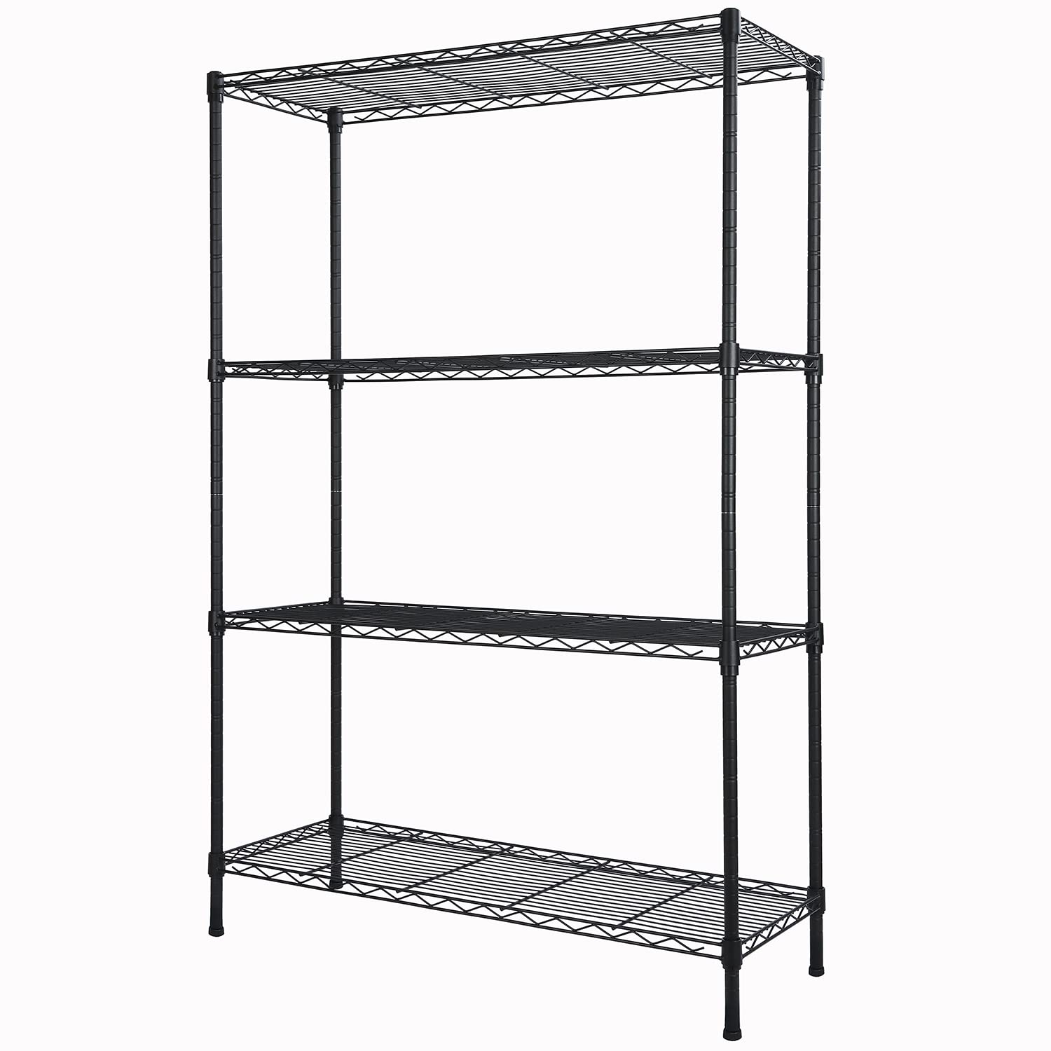 4-Shelf Adjustable Heavy Duty Storage Shelving Unit, Metal Organizer Wire Rack for Laundry Bathroom Kitchen Pantry Closet, Black Soywey