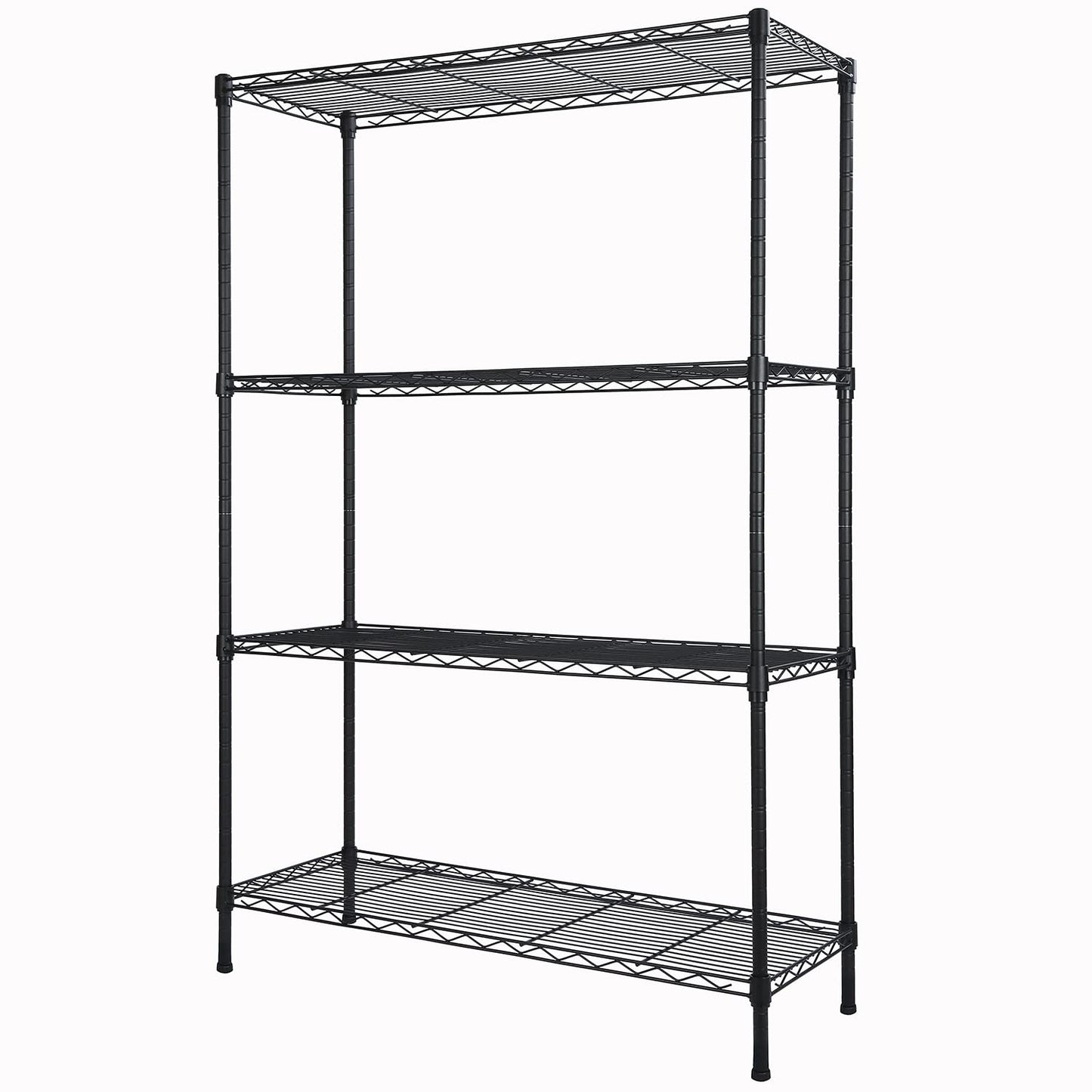 4-Shelf Adjustable Heavy Duty Storage Shelving Unit, Metal Organizer Wire Rack for Laundry Bathroom Kitchen Pantry Closet, Black - WoodArtSupply