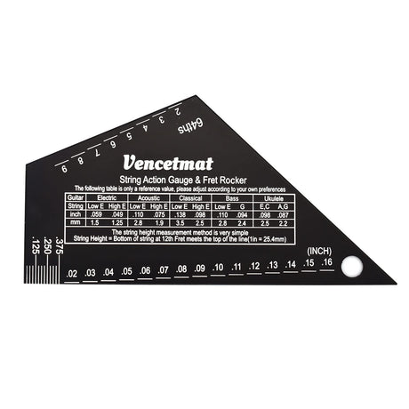 Vencetmat Guitar String Action Gauge, String Height Ruler, Guitar Fret Rocker, Fret Leveling Guide, Buzzing Fret Catcher, 1mm Thickness, Laser VENCETMAT