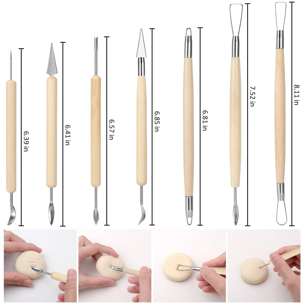Blisstime 18PCS Clay Sculpting Tools, Basic Clay Pottery Carving Tool Kit with Wooden Handles and Tool Bag Blisstime