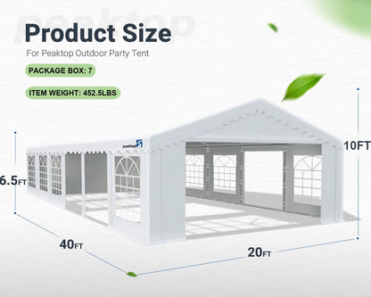 PEAKTOP OUTDOOR 20'X40' Party Tent Heavy Duty Wedding Tent Outdoor Gazebo Event Shelter Canopy with Carry Bags - WoodArtSupply